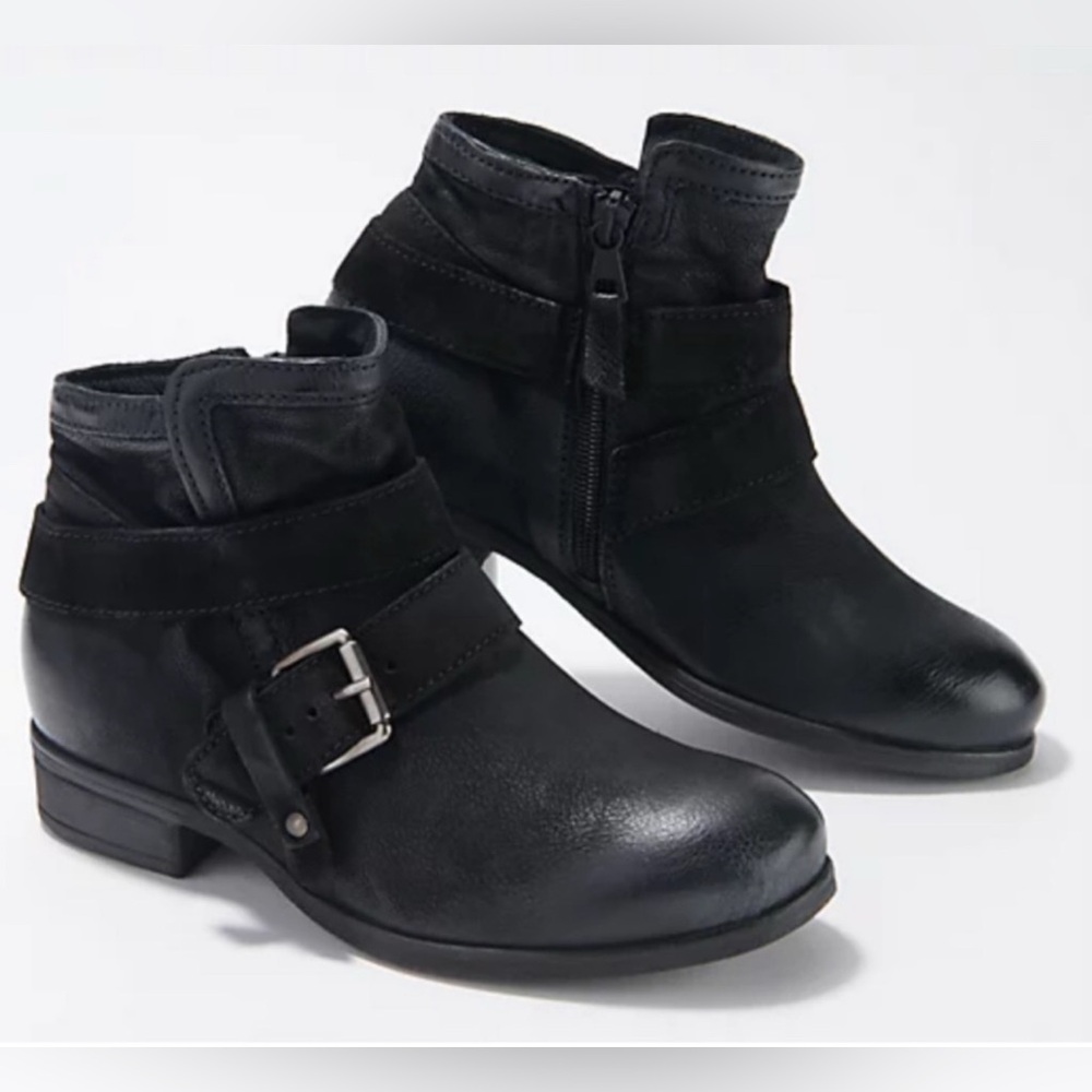 Miz Mooz Spencer Boots Women's 10M EU 41 Black Leather Ankle Zip
